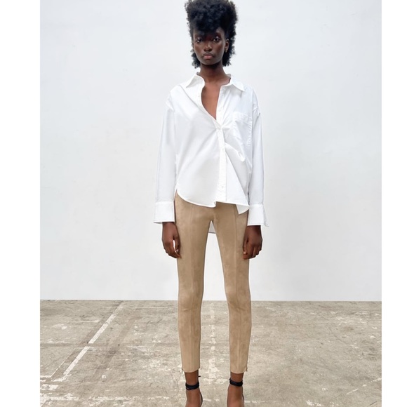 NWT faux suede legging skinny pants | Zara cropped work pants size xs - Picture 7 of 7
